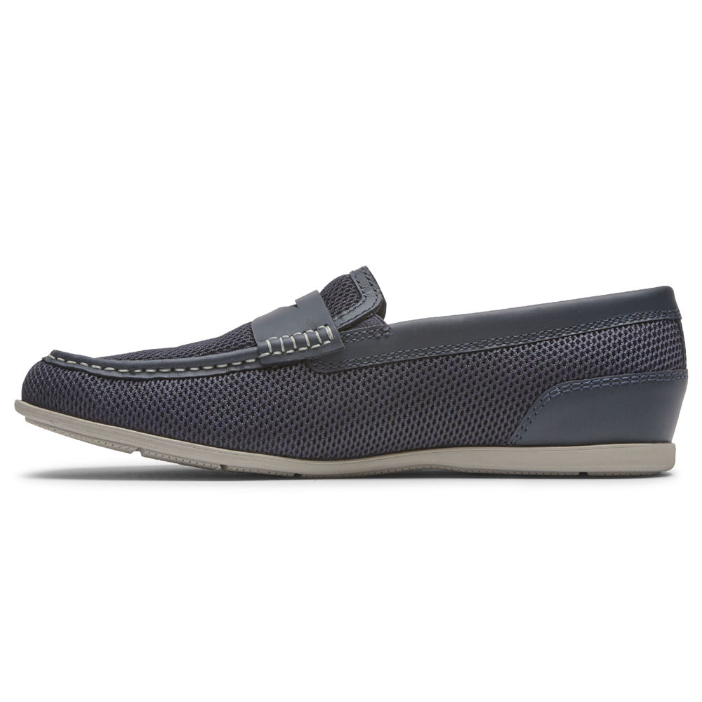 Rockport Mens Slip-On Navy - Malcom Soft Moc Toe - UK 196-FLJCNM